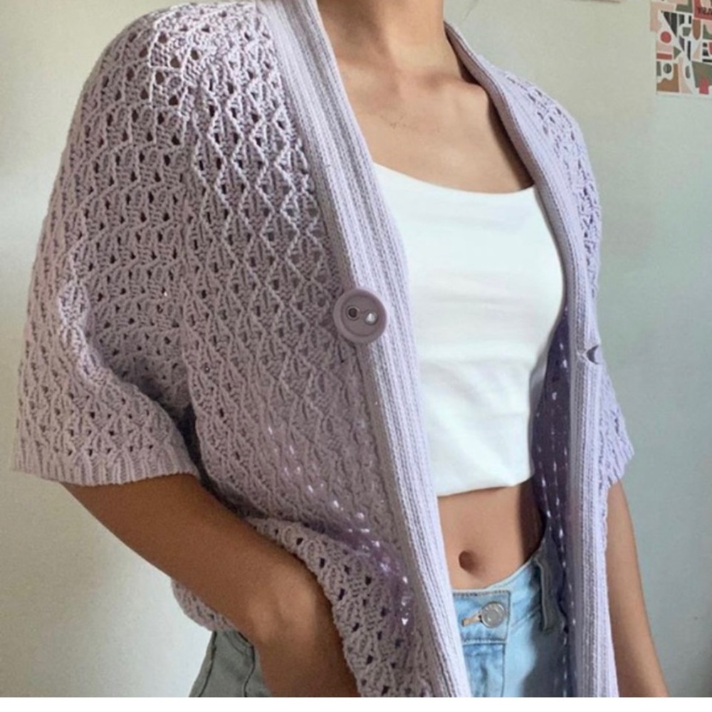 Purple cardigan knit
